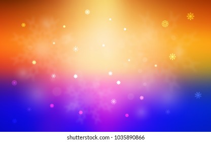 Light Blue, Yellow vector cover with beautiful snowflakes. Blurred decorative design in xmas style with snow. The pattern can be used for new year ad, booklets.