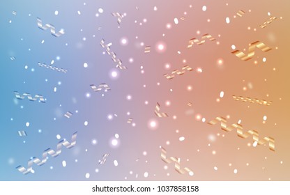 Light Blue, Yellow vector cover with happy holiday ribbons. Modern geometrical abstract illustration with carnival ribbons. The pattern can be used for birthday gifts, congratulations.