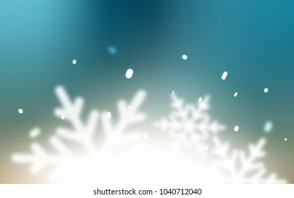 Light Blue, Yellow vector cover with beautiful snowflakes. Glitter abstract illustration with crystals of ice. New year design for your ad, poster, banner.