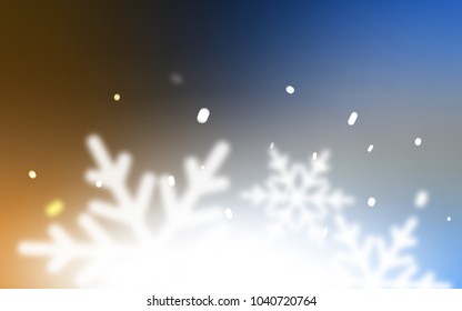 Light Blue, Yellow vector cover with beautiful snowflakes. Modern geometrical abstract illustration with crystals of ice. New year design for your business advert.