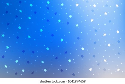 Light Blue, Yellow vector cover with small and big stars. Glitter abstract illustration with colored stars. Smart design for your business advert.