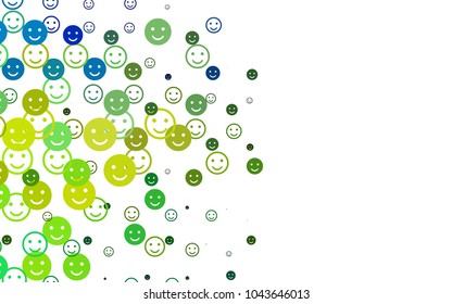 Light Blue, Yellow vector cover with cute smiles. Illustration with set of smiles in simple style. Pattern for ad, booklets, leaflets of celebrations.