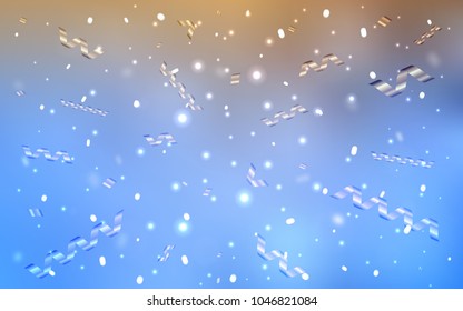 Light Blue, Yellow vector cover with happy holiday ribbons. Decorative shining illustration with ribbons on abstract template. Beautiful design for your business advert of anniversary.