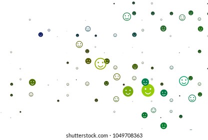 Light Blue, Yellow vector cover with cute smiles. Decorative shining illustration with smiles on white template. Design for positive ad, poster, banner.