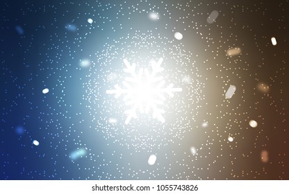 Light Blue, Yellow vector cover with beautiful snowflakes. Modern geometrical abstract illustration with crystals of ice. The template can be used as a new year background.