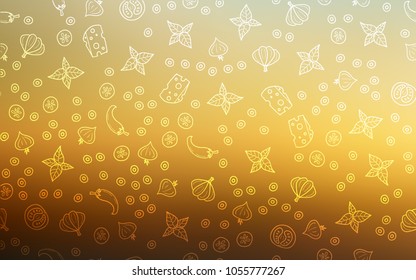Light Blue, Yellow vector cover with cuisine gourmet. Fast Food on blurred abstract background with colorful gradient. Pattern for menu of cafes, bars, restaurants.