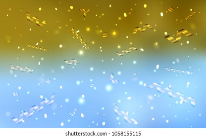 Light Blue, Yellow vector cover with happy holiday ribbons. Blurred decorative design in anniversary style with confetti. The pattern can be used for birthday gifts, congratulations.