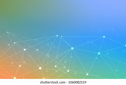 Light Blue, Yellow vector cover with spots, lines. Design with connection of dots and lines on colorful background. Pattern can be used for beautiful websites.
