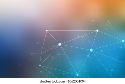 Light Blue, Yellow vector cover with spots, lines. Glitter abstract illustration with connection of triangle structure. Pattern can be used for ads, leaflets.