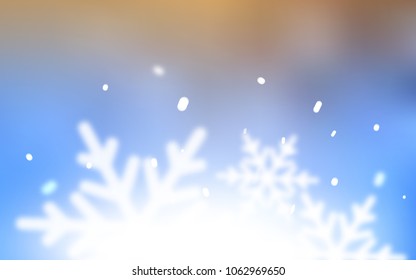 Light Blue, Yellow vector cover with beautiful snowflakes. Decorative shining illustration with snow on abstract template. The pattern can be used for new year leaflets.