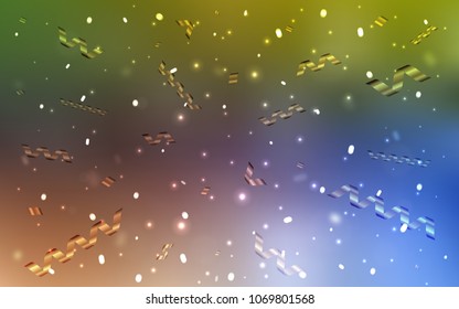Light Blue, Yellow vector cover with happy holiday ribbons. Modern geometrical abstract illustration with carnival ribbons. The pattern can be used for new year ad, booklets.
