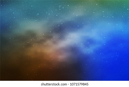 Light Blue, Yellow vector cover with astronomical stars. Shining colored illustration with bright astronomical stars. Pattern for futuristic ad, booklets.
