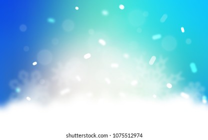 Light Blue, Yellow vector cover with beautiful snowflakes. Blurred decorative design in xmas style with snow. New year design for your business advert.