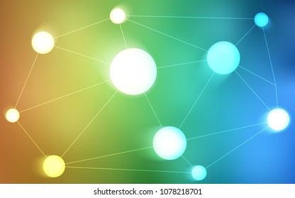 Light Blue, Yellow vector cover with spots, lines. Abstract illustration with colorful discs and triangles. Pattern can be used for futuristic ad, booklets.