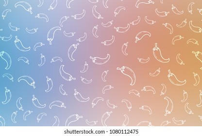 Light Blue, Yellow vector cover with chili peppers. Blurred decorative design of peppers in doodle style. Design for ad, poster, banner of cafes or restaurants.