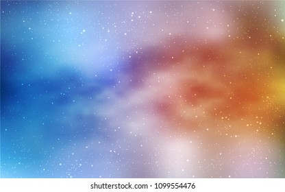 Light Blue, Yellow vector cover with astronomical stars. Shining illustration with sky stars on abstract template. Pattern for futuristic ad, booklets.