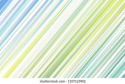 Light Blue, Yellow vector cover with long lines. Lines on blurred abstract background with gradient. Best design for your ad, poster, banner.