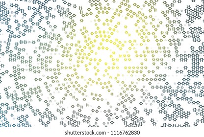 Light Blue, Yellow vector cover with small and big radial stars. Blurred decorative design in simple style with stars. The template can be used as a background.