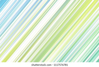 Light Blue, Yellow vector cover with long lines. Decorative shining illustration with lines on abstract template. Smart design for your business advert.