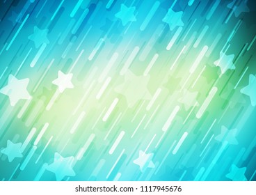 Light Blue, Yellow vector cover with long diagonal lines and stars. Blurred decorative design in simple style with lines. The template can be used as a background.