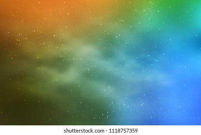Light Blue, Yellow vector cover with astronomical stars. Shining colored illustration with bright astronomical stars. Smart design for your business advert.