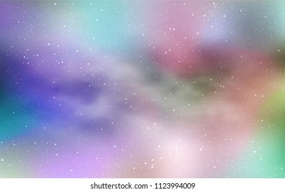 Light Blue, Yellow vector cover with astronomical stars. Shining colored illustration with bright astronomical stars. Template for cosmic backgrounds.