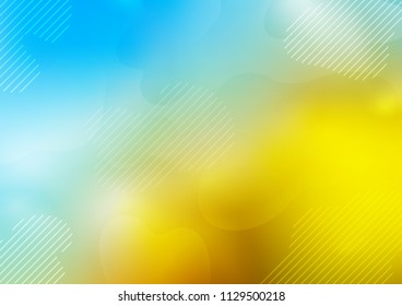 Light Blue, Yellow vector cover with long lines. Lines on blurred abstract background with gradient. Best design for your ad, poster, banner.