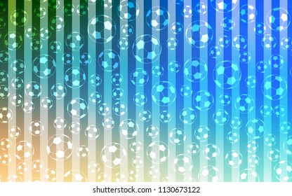 Light Blue, Yellow vector cover with football symbols. Decorative design of football balls on a gradient backdrop. Pattern for booklets, leaflets of soccer turnament.