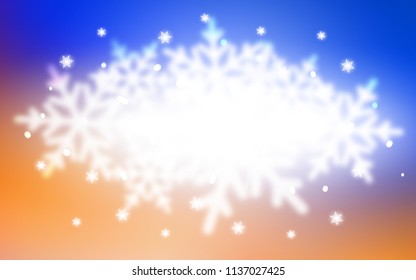Light Blue, Yellow vector cover with beautiful snowflakes. Decorative shining illustration with snow on abstract template. New year design for your business advert.