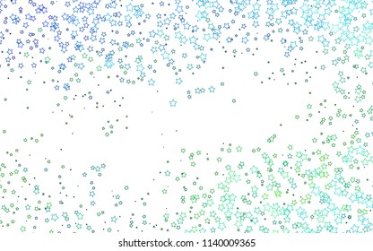 Light Blue, Yellow vector cover with small and big stars. Stars on blurred abstract background with gradient. Smart design for your business advert.