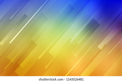 Light Blue, Yellow vector cover with stright stripes. Shining colored illustration with sharp stripes. Template for your beautiful backgrounds.