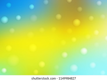 Light Blue, Yellow vector cover with spots. Modern abstract illustration with colorful water drops. Completely new template for your brand book.
