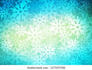 Light Blue, Yellow vector cover with beautiful snowflakes. Modern geometrical abstract illustration with crystals of ice. New year design for your business advert.