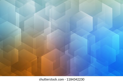 Light Blue, Yellow vector cover with set of hexagons. Colorful hexagons on white backdrop. Pattern for ads, leaflets.
