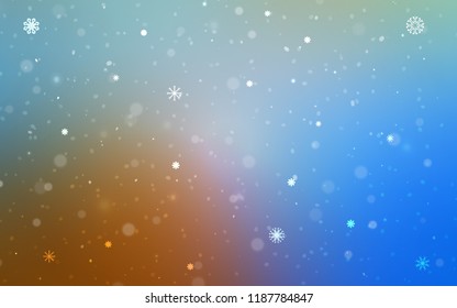 Light Blue, Yellow vector cover with beautiful snowflakes. Glitter abstract illustration with crystals of ice. The pattern can be used for new year leaflets.