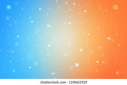 Light Blue, Yellow vector cover with beautiful snowflakes. Modern geometrical abstract illustration with crystals of ice. The pattern can be used for year new  websites.