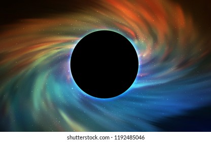 Light Blue, Yellow vector cover with a black hole, nebula. Decorative design in space style with a black hole. Backdrop for ads, leaflets of Black Friday.