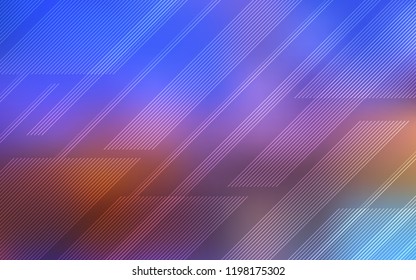 Light Blue, Yellow vector cover with stright stripes. Lines on blurred abstract background with gradient. Pattern for your busines websites.
