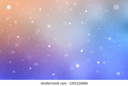 Light Blue, Yellow vector cover with beautiful snowflakes. Blurred decorative design in xmas style with snow. New year design for your ad, poster, banner.