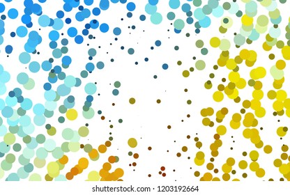 Light Blue, Yellow vector cover with circles. Blurred decorative design in abstract style with bubbles. Design for posters, banners.