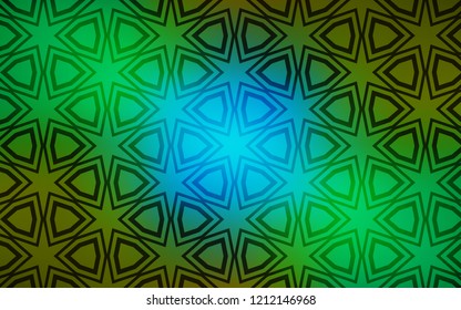 Light Blue, Yellow vector cover with small and big stars. Blurred decorative design in simple style with stars. Pattern for wrapping gifts.
