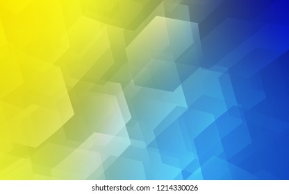 Light Blue, Yellow vector cover with set of hexagons. Illustration with set of colorful hexagons. New design for website's poster, banner.