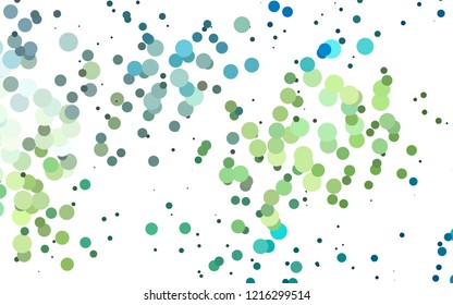 Light Blue, Yellow vector cover with circles. Blurred bubbles on abstract backdrop with colorful gradient. Pattern for ads, booklets.