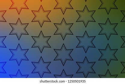 Light Blue, Yellow vector cover with small and big stars. Stars on blurred abstract background with gradient. Smart design for your business advert.