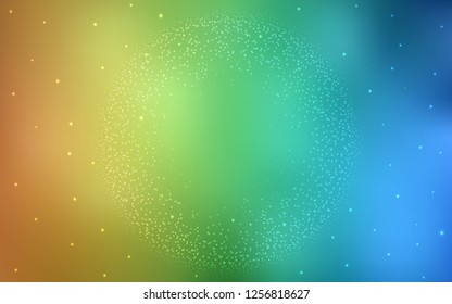 Light Blue, Yellow vector cover with astronomical stars. Space stars on blurred abstract background with gradient. Best design for your ad, poster, banner.