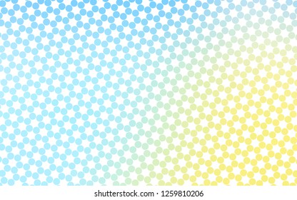 Light Blue, Yellow vector cover with spots. Glitter abstract illustration with blurred drops of rain. Pattern for ads, leaflets.