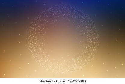 Light Blue, Yellow vector cover with astronomical stars. Glitter abstract illustration with colorful cosmic stars. Best design for your ad, poster, banner.