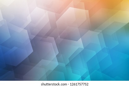 Light Blue, Yellow vector cover with set of hexagons. Colorful hexagons on white backdrop. Pattern for texture of wallpapers.