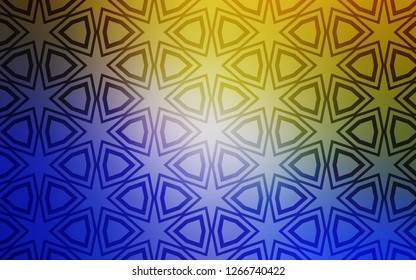Light Blue, Yellow vector cover with small and big stars. Shining colored illustration with stars. Pattern for wrapping gifts.