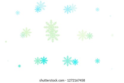 Light Blue, Yellow vector cover with beautiful snowflakes. Decorative shining illustration with snow on abstract template. The pattern can be used for new year ad, booklets.